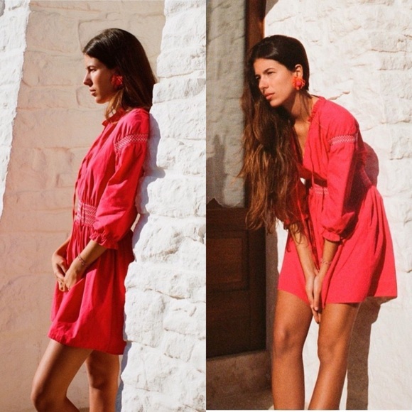 💞 ZARA PINK TASSEL PUFF LONG SLEEVE EMBROIDERED DETAIL MINI DRESS! - Picture 7 of 16